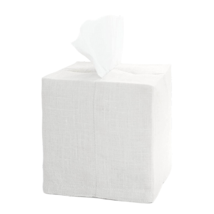 White Linen Tissue Box Cover