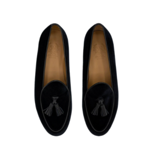 mens smoking loafers in black with tassles